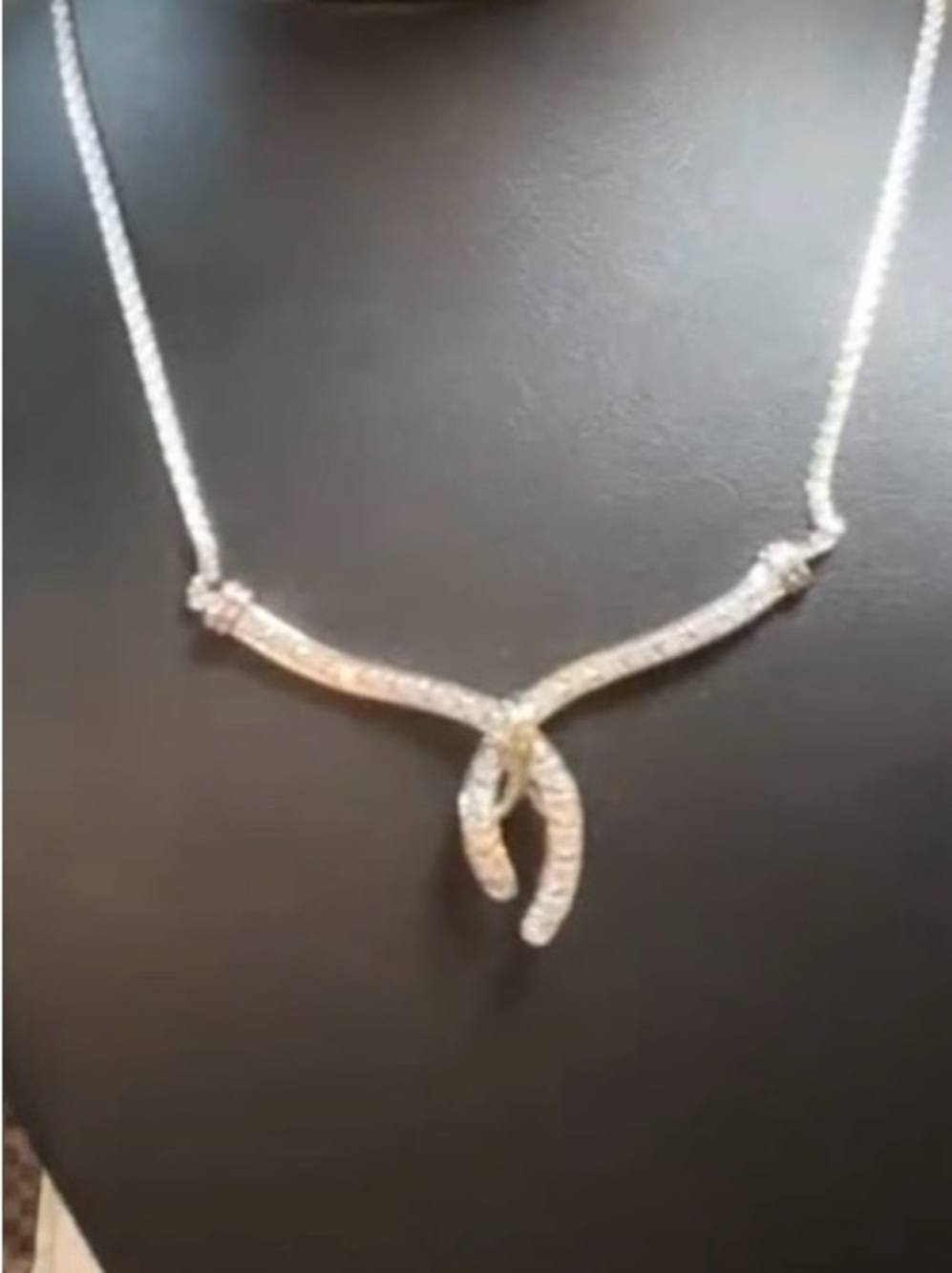 Sterling Silver Diamond .33ctw Y-Shape Pendant Necklace - White